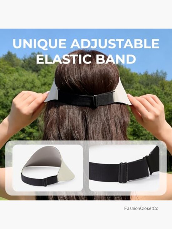 Wide Brim UV Protection Seamless Ponytail Visor Hat for Women Golf Beach Travel main image 5